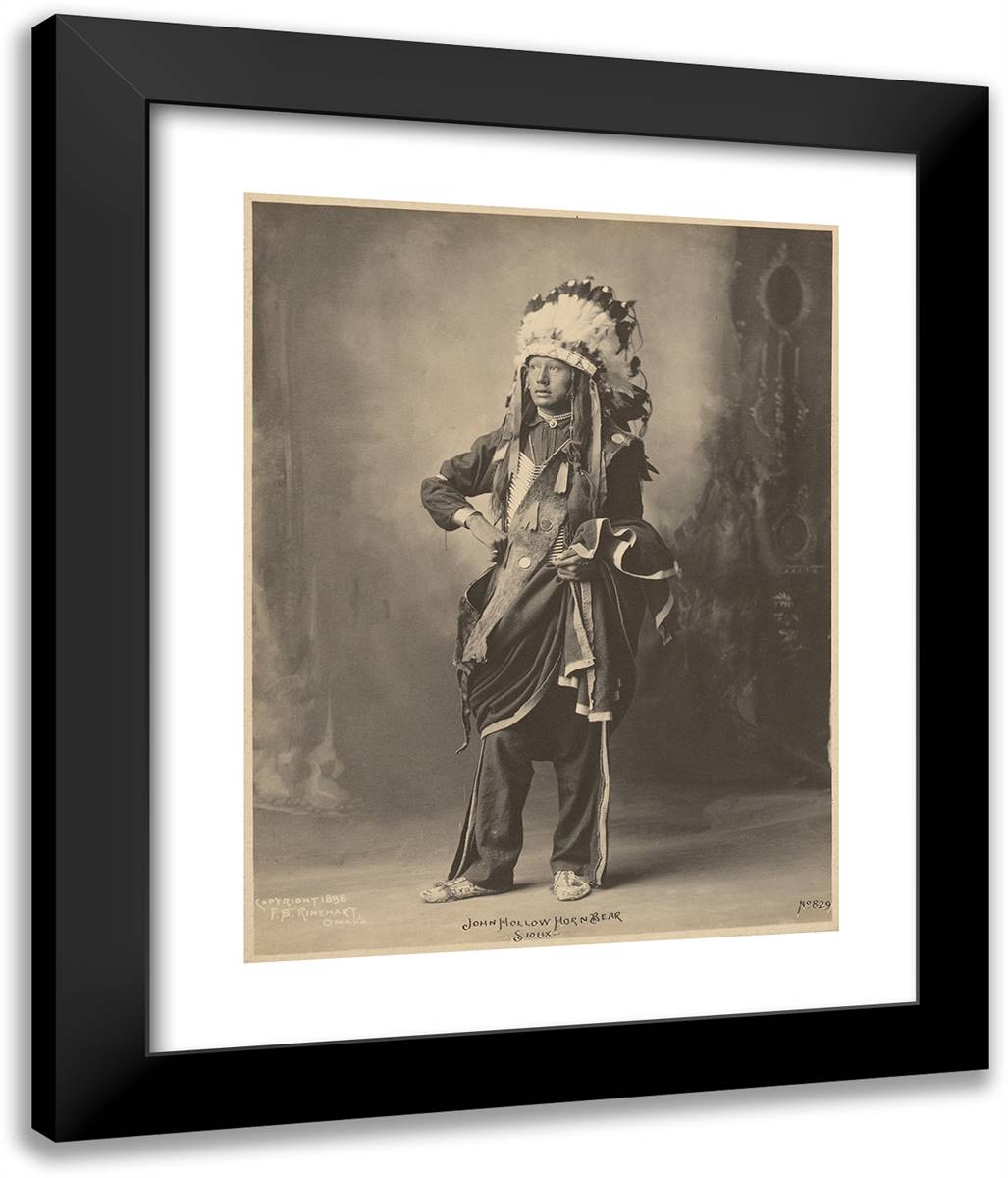John Hollow Horn Bear, Sioux I 20x24 Black Modern Wood Framed Art Print Poster by Muhr, Adolph F.