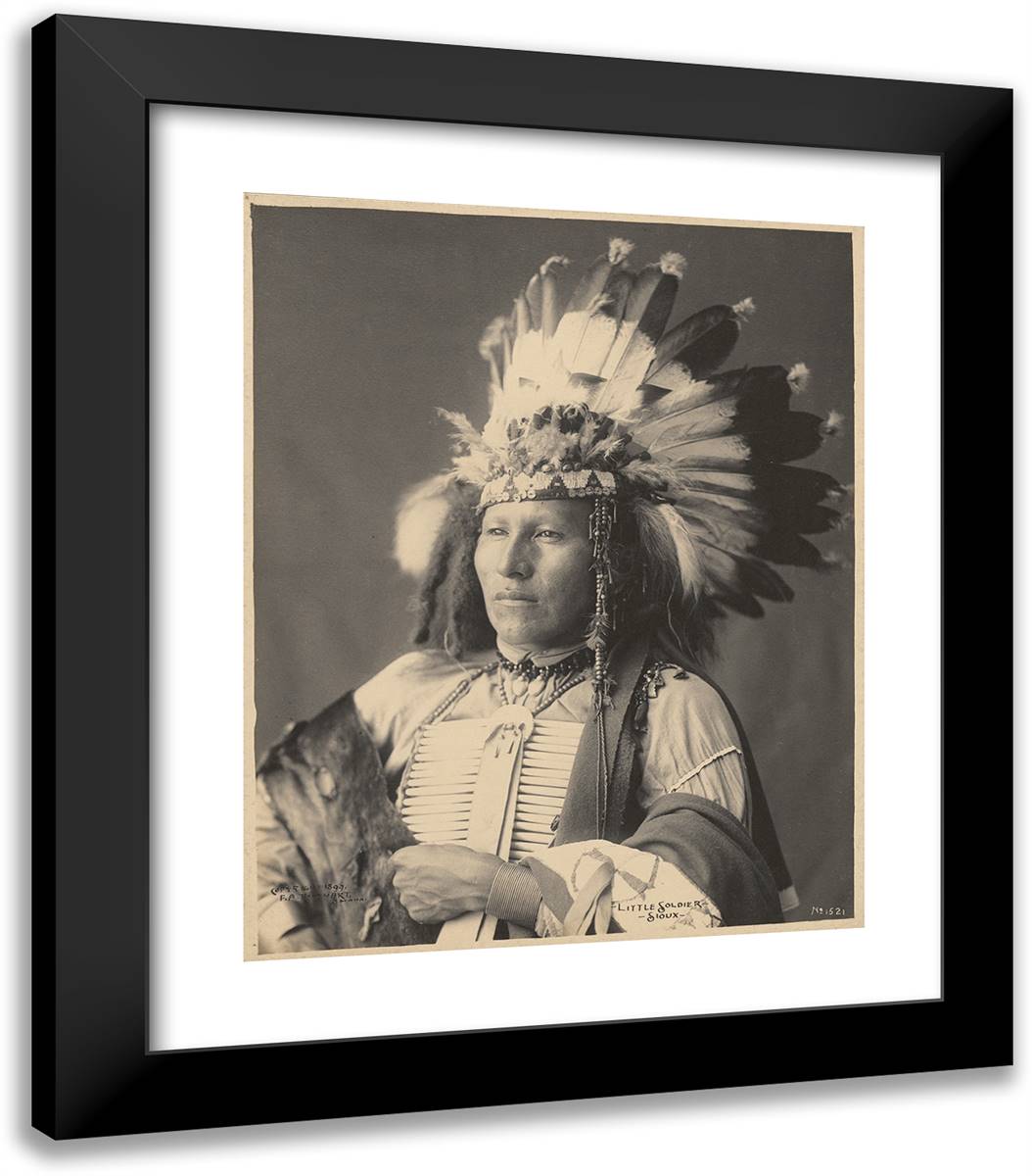 Little Soldier, Sioux 20x23 Black Modern Wood Framed Art Print Poster by Muhr, Adolph F.