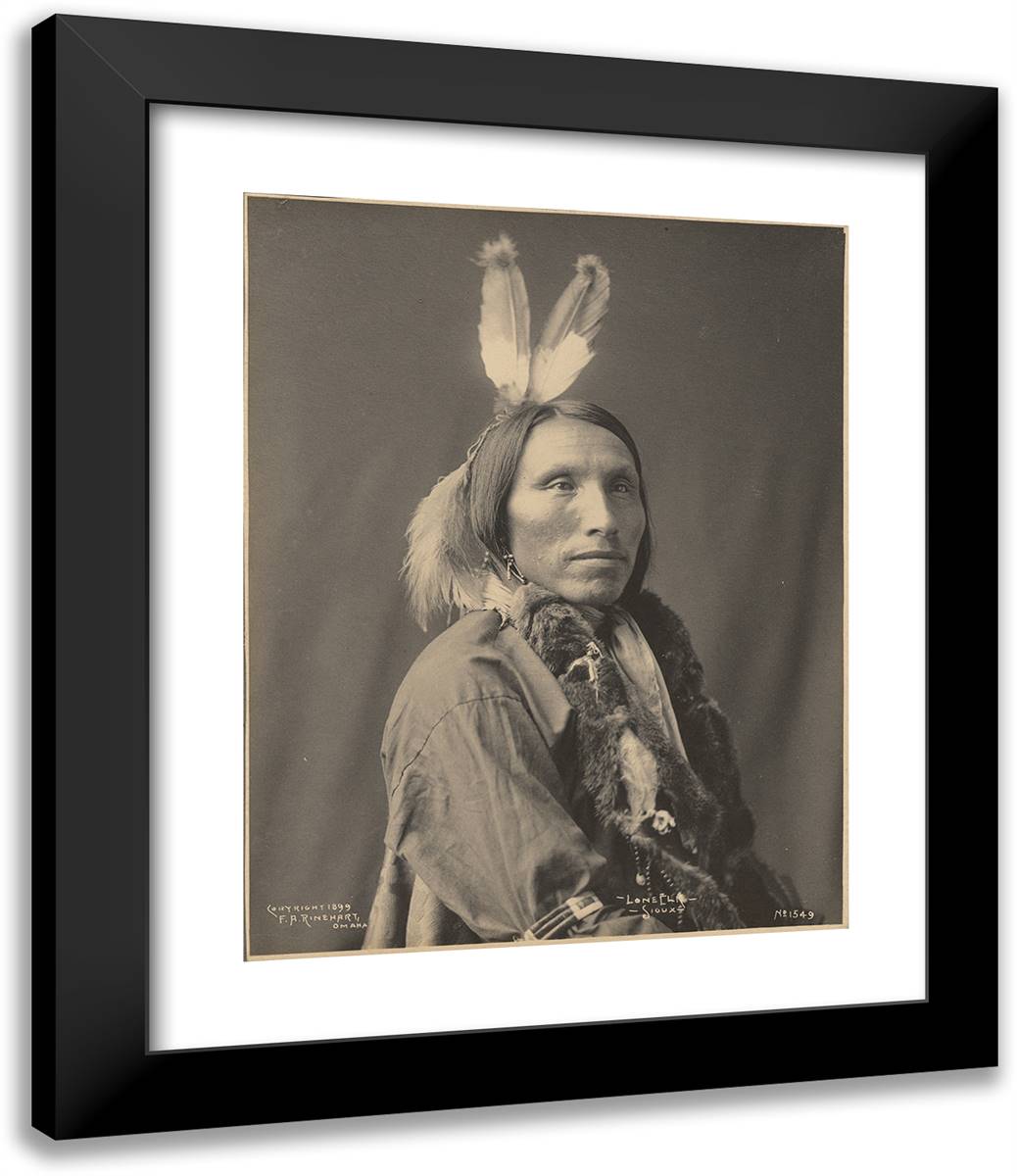 Lone Elk, Sioux 20x24 Black Modern Wood Framed Art Print Poster by Muhr, Adolph F.