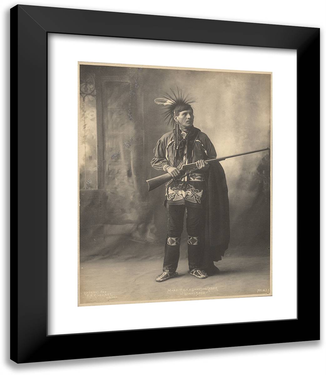 Moaz-Kida= Shooting Cedar, Winnebago 20x23 Black Modern Wood Framed Art Print Poster by Muhr, Adolph F.