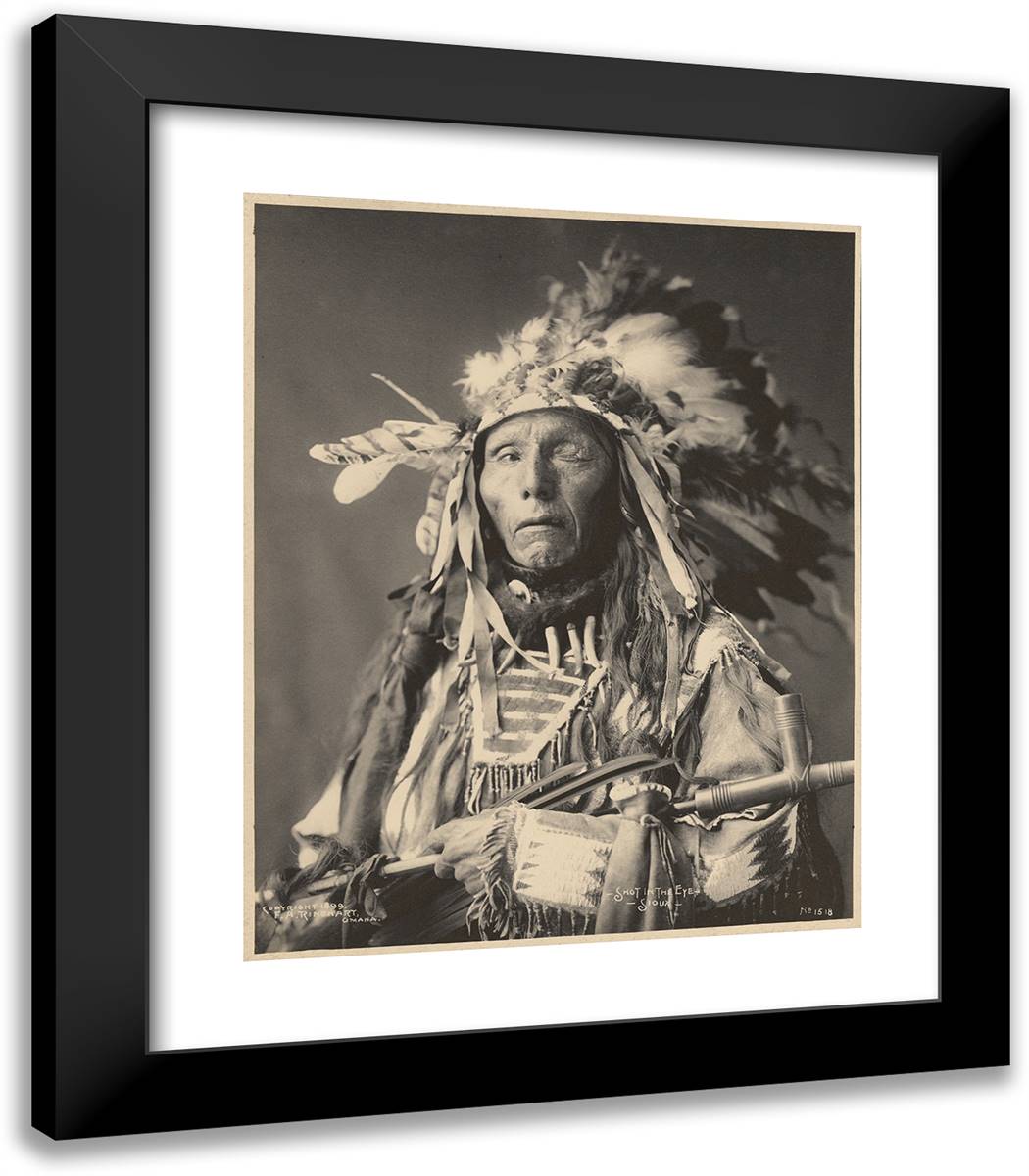 Shot in the Eye, Sioux 20x23 Black Modern Wood Framed Art Print Poster by Muhr, Adolph F.