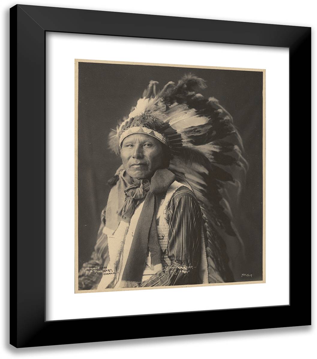 Standing Bear, Sioux 20x23 Black Modern Wood Framed Art Print Poster by Muhr, Adolph F.