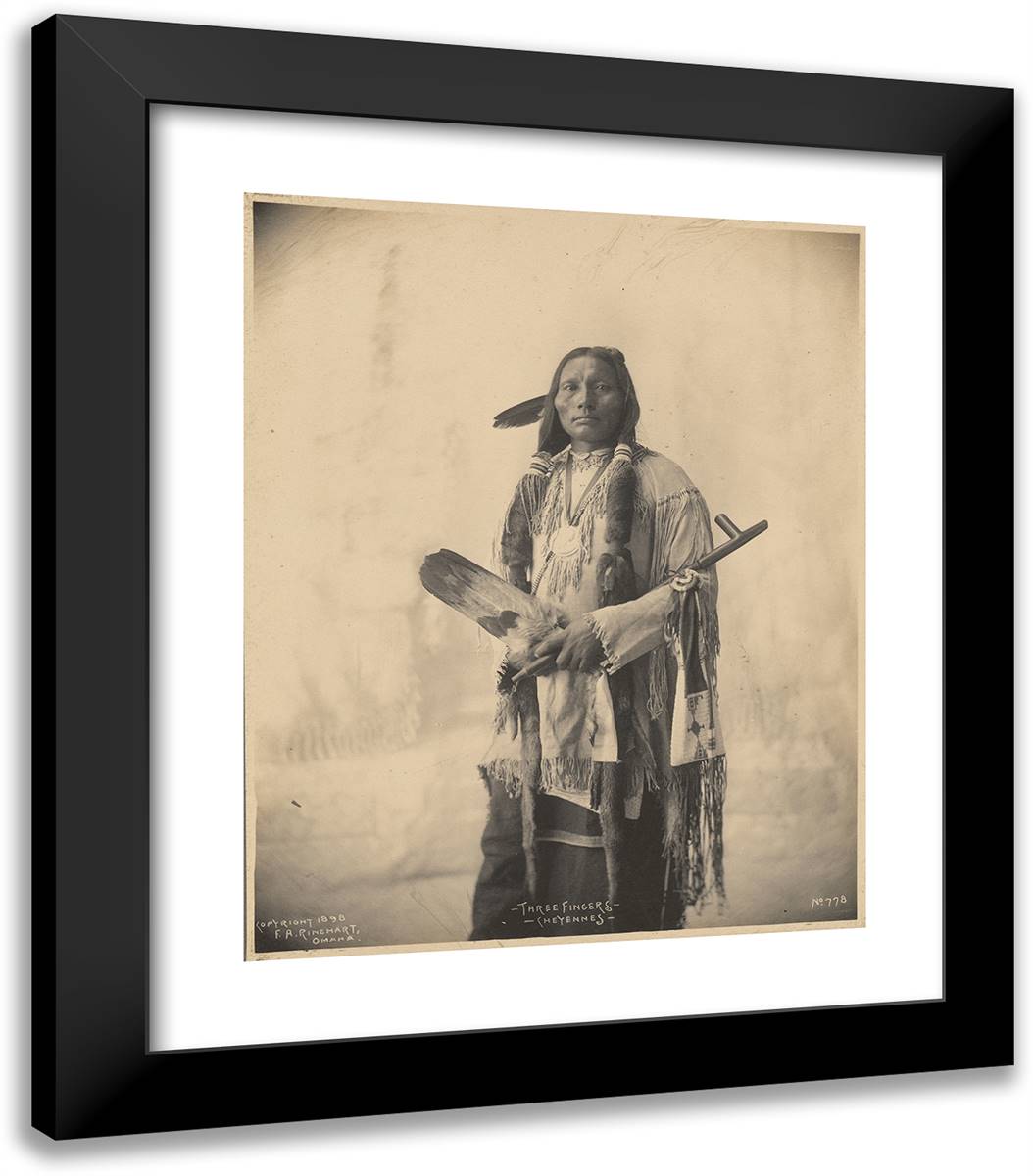 Three Fingers, Cheyennes 20x23 Black Modern Wood Framed Art Print Poster by Muhr, Adolph F.