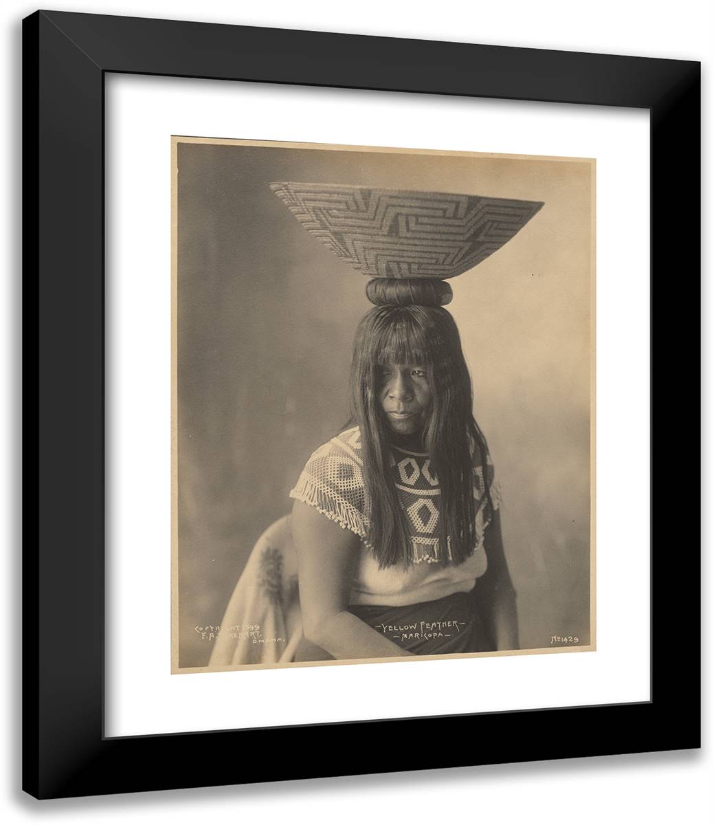 Yellow Feather, Maricopa 20x24 Black Modern Wood Framed Art Print Poster by Muhr, Adolph F.