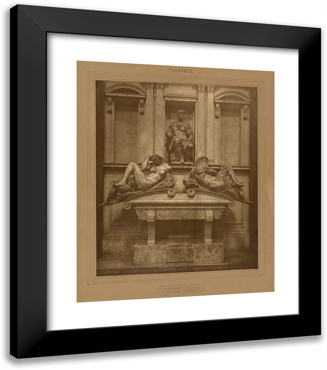 Michelangelo's Medici Tomb, Florence 20x23 Black Modern Wood Framed Art Print Poster by Braun, Adolphe