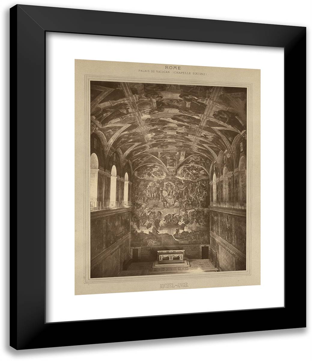 Rome - Palais Du Vatican, Chapelle Sixtine - Michel-Ange 20x24 Black Modern Wood Framed Art Print Poster by Braun, Adolphe