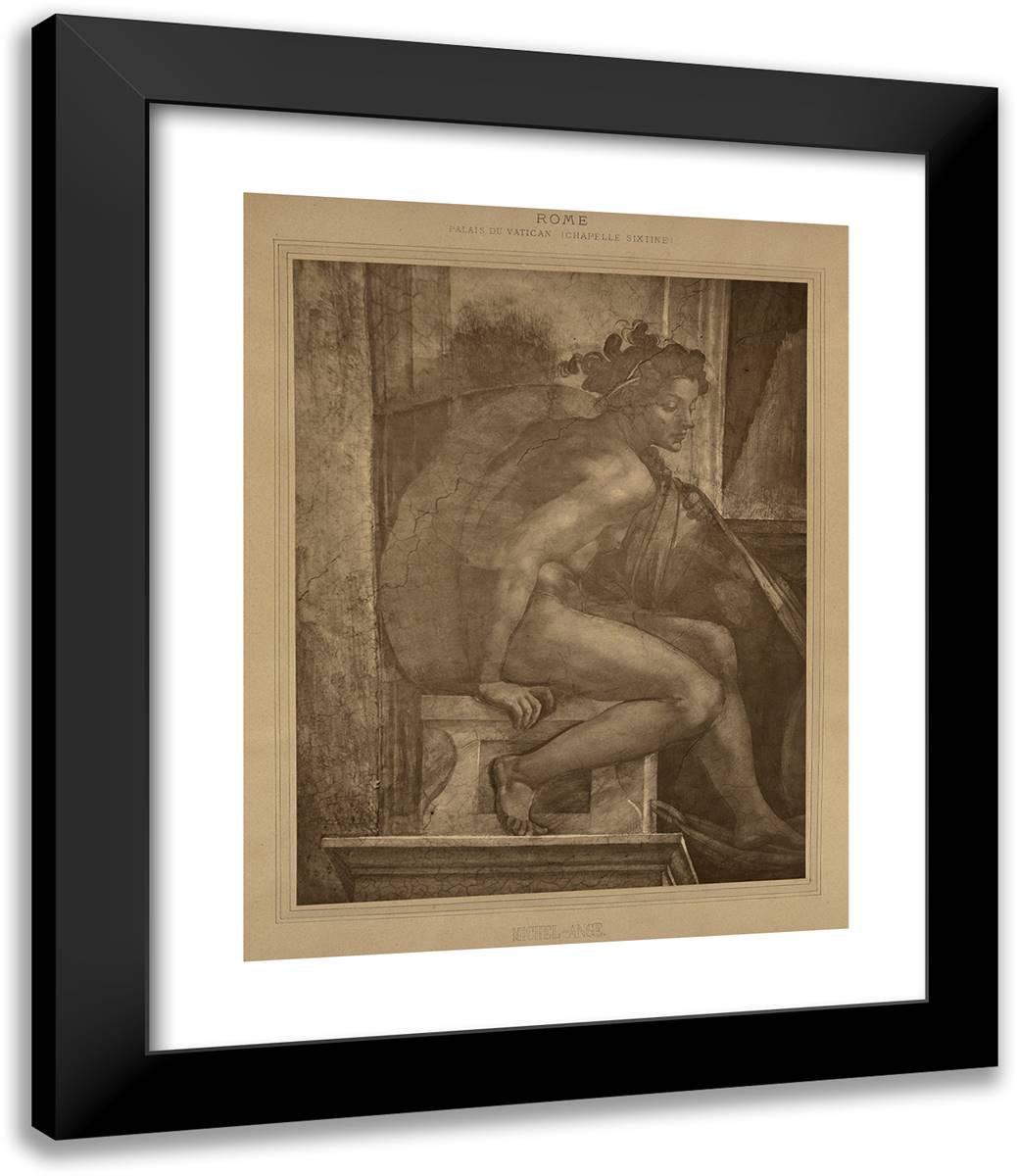 Rome - Palais Du Vatican, Chapelle Sixtine, Michel-Ange. 20x24 Black Modern Wood Framed Art Print Poster by Braun, Adolphe