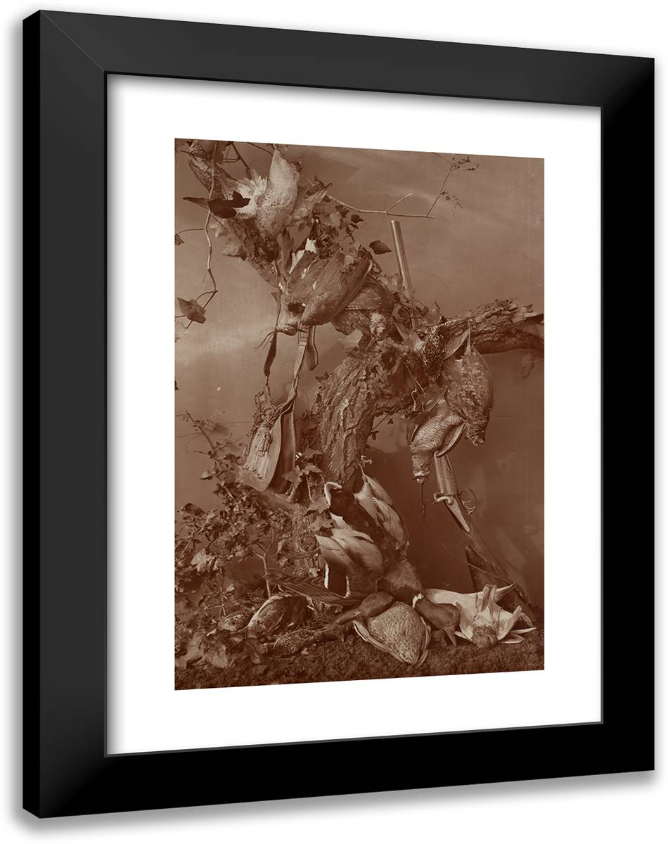 Still Life Dead Game 18x24 Black Modern Wood Framed Art Print Poster by Braun, Adolphe