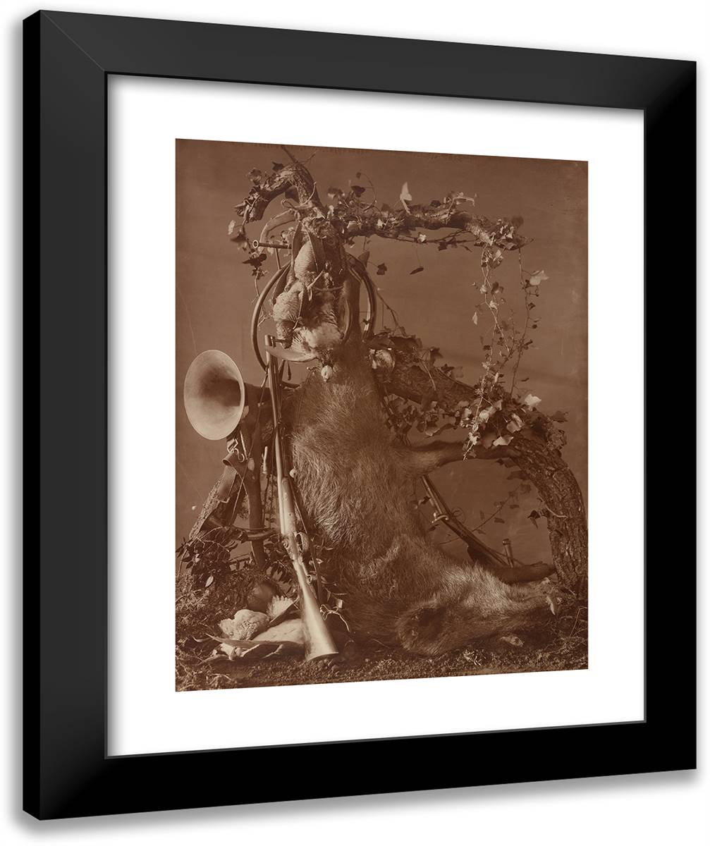 Still Life of a Hunting Scene 20x24 Black Modern Wood Framed Art Print Poster by Braun, Adolphe