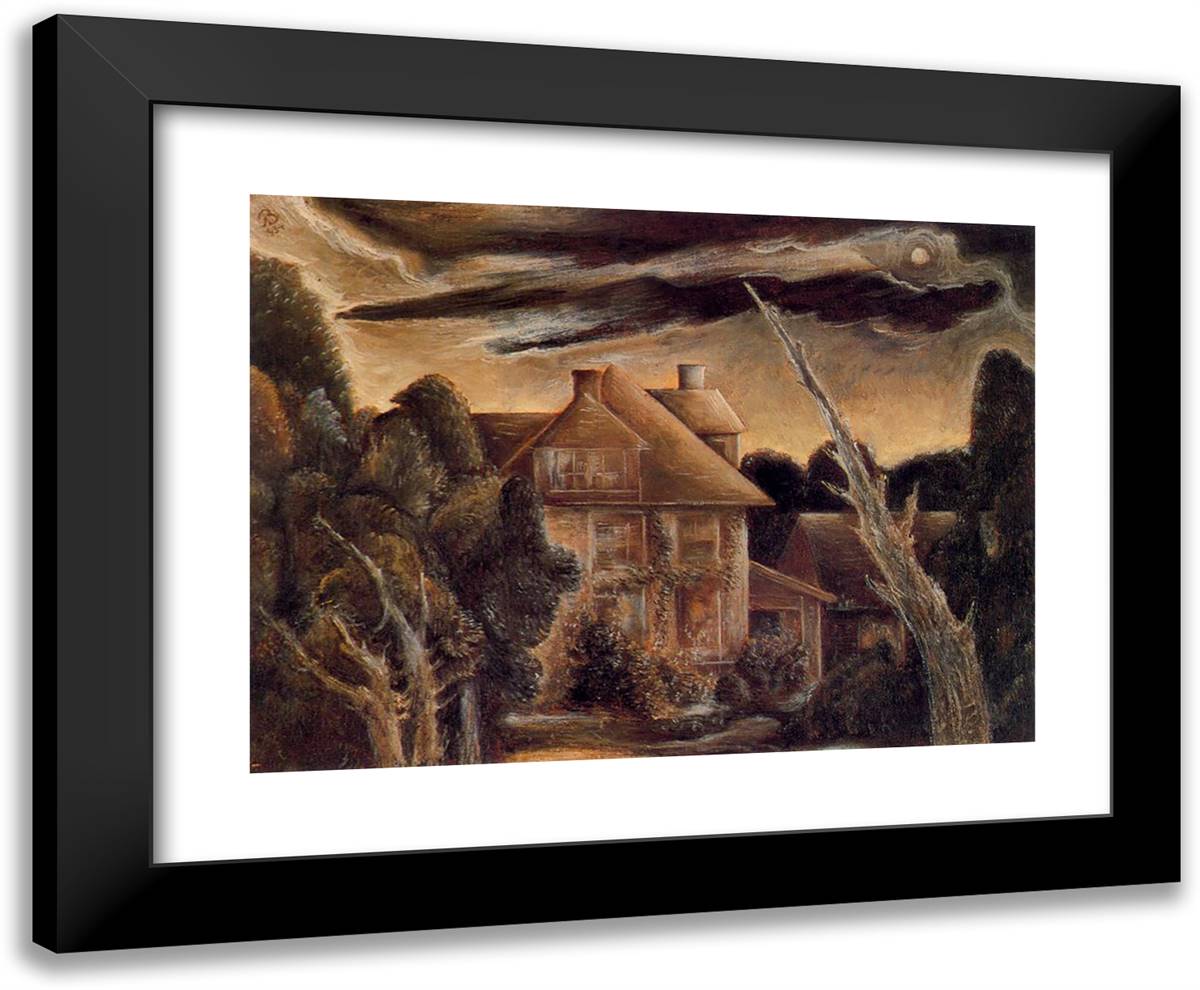 The House Next Door 24x20 Black Modern Wood Framed Art Print Poster by Bloch, Albert