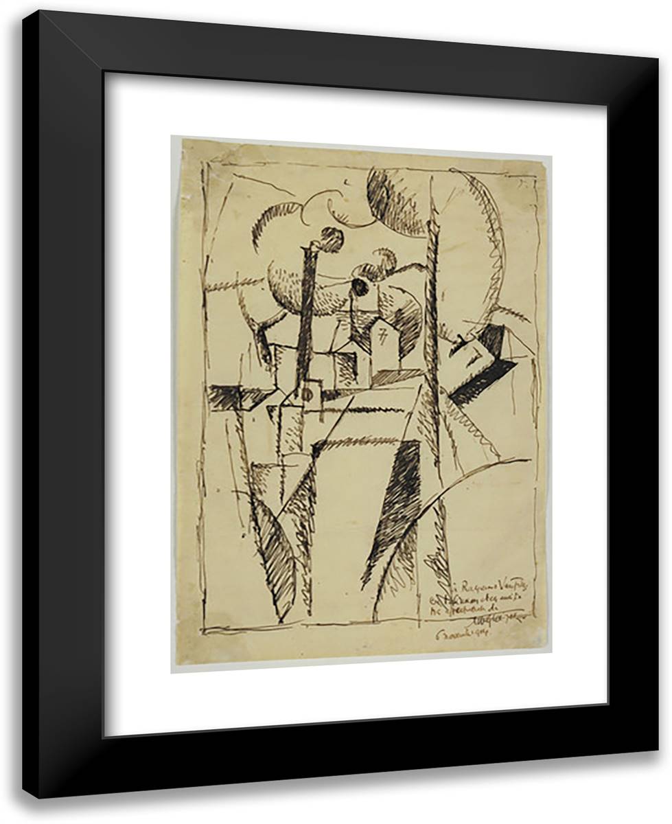 Landscape with Chimneys 19x24 Black Modern Wood Framed Art Print Poster by Gleizes, Albert