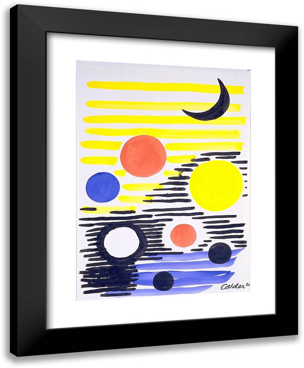 7 Circles Abstract 19x24 Black Modern Wood Framed Art Print Poster by Calder, Alexander