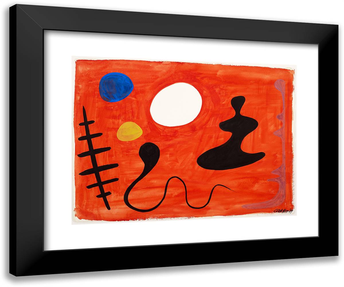 Abstract Composition_1 24x20 Black Modern Wood Framed Art Print Poster by Calder, Alexander