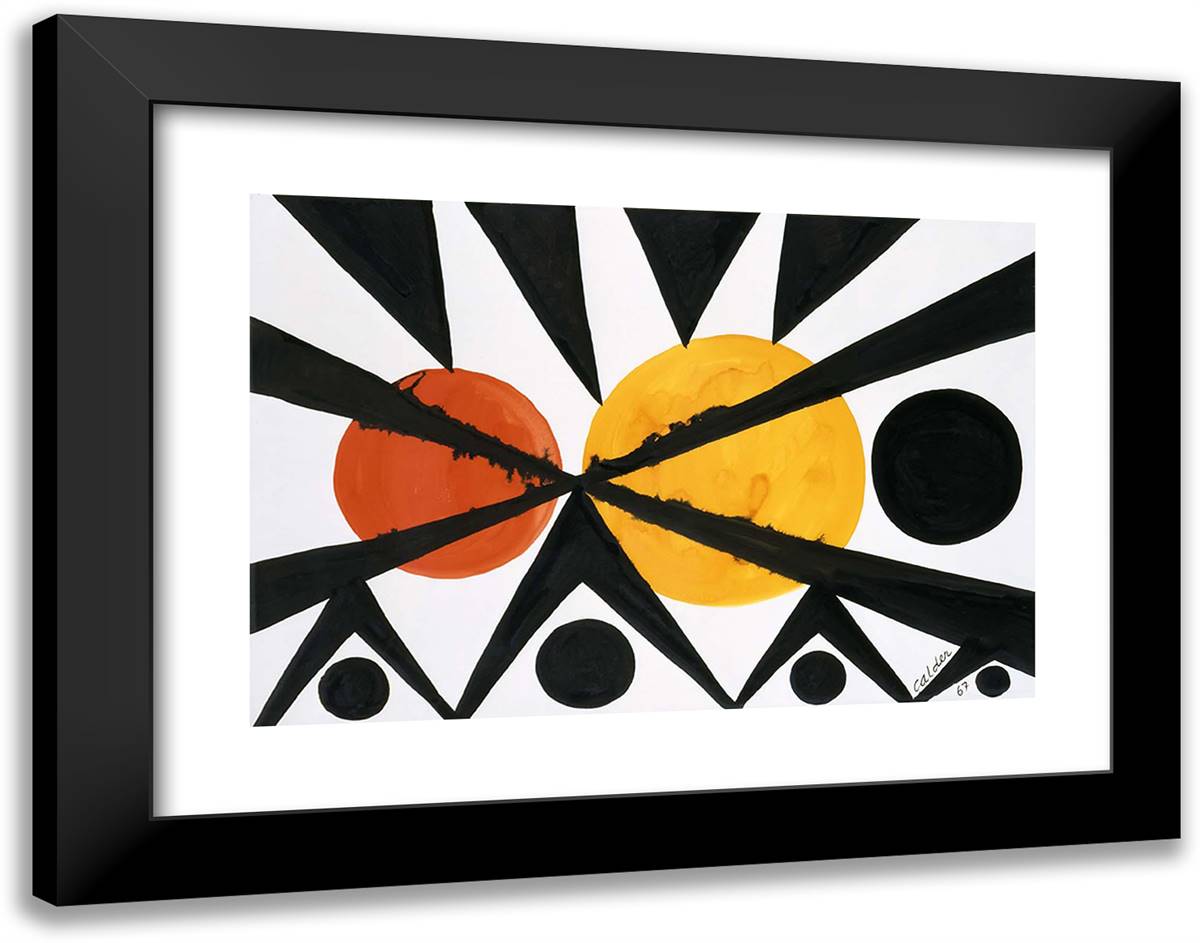 Across the Orange Moons 24x19 Black Modern Wood Framed Art Print Poster by Calder, Alexander