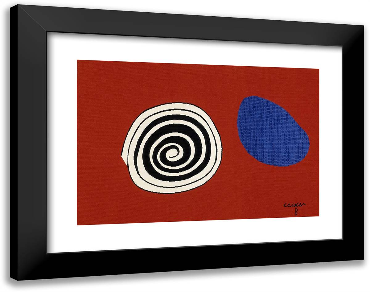 Blue Drop 24x19 Black Modern Wood Framed Art Print Poster by Calder, Alexander