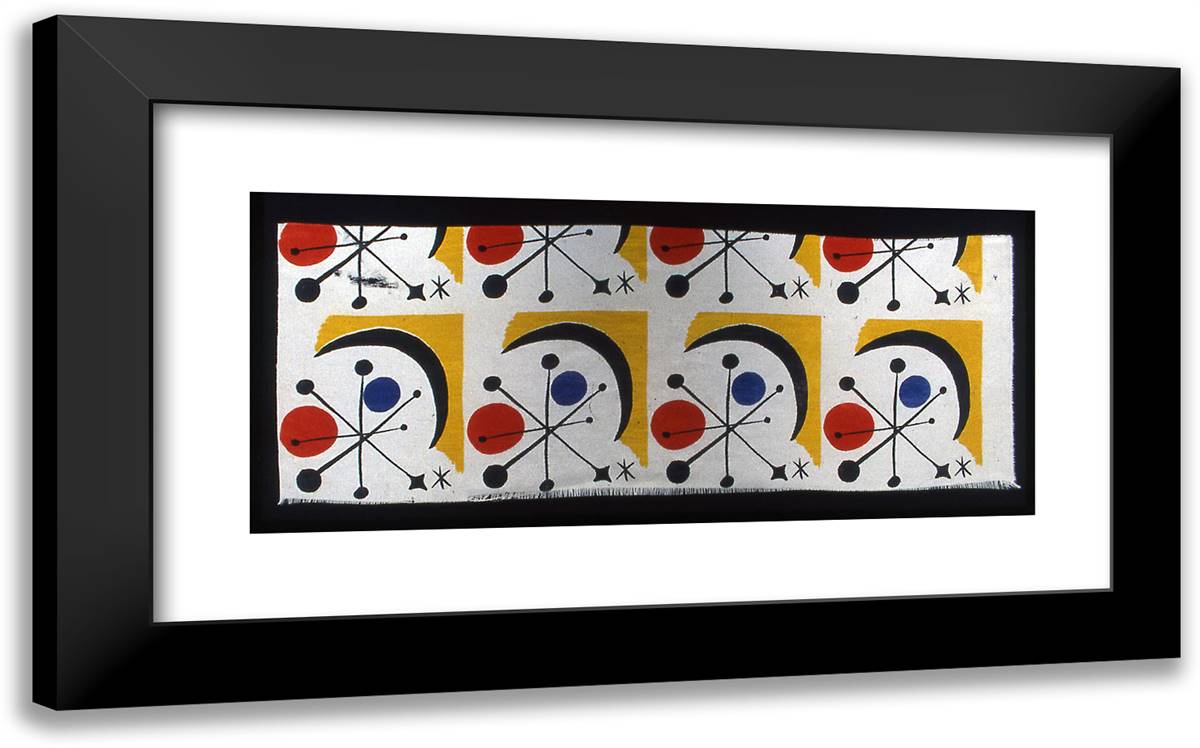 Calder #1 (Furnishing Fabric) 24x15 Black Modern Wood Framed Art Print Poster by Calder, Alexander