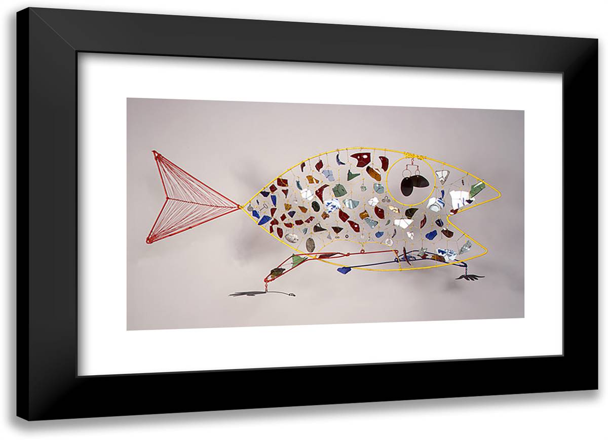 Finny Fish 24x17 Black Modern Wood Framed Art Print Poster by Calder, Alexander