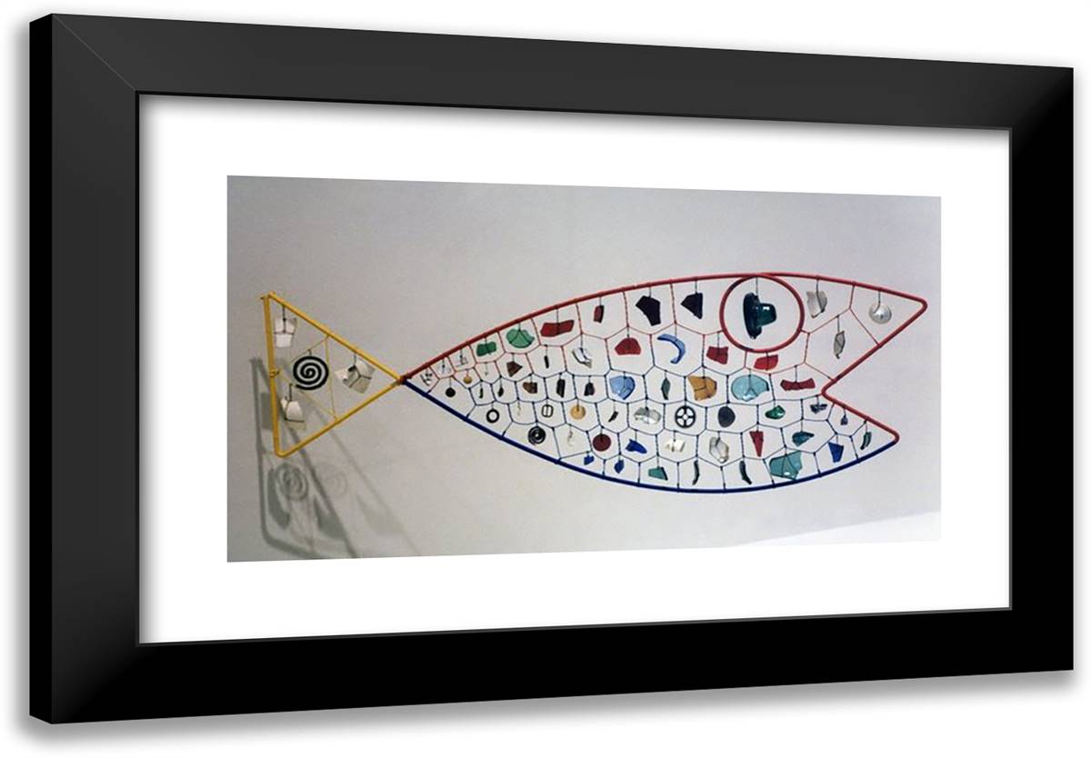 Fish 24x17 Black Modern Wood Framed Art Print Poster by Calder, Alexander