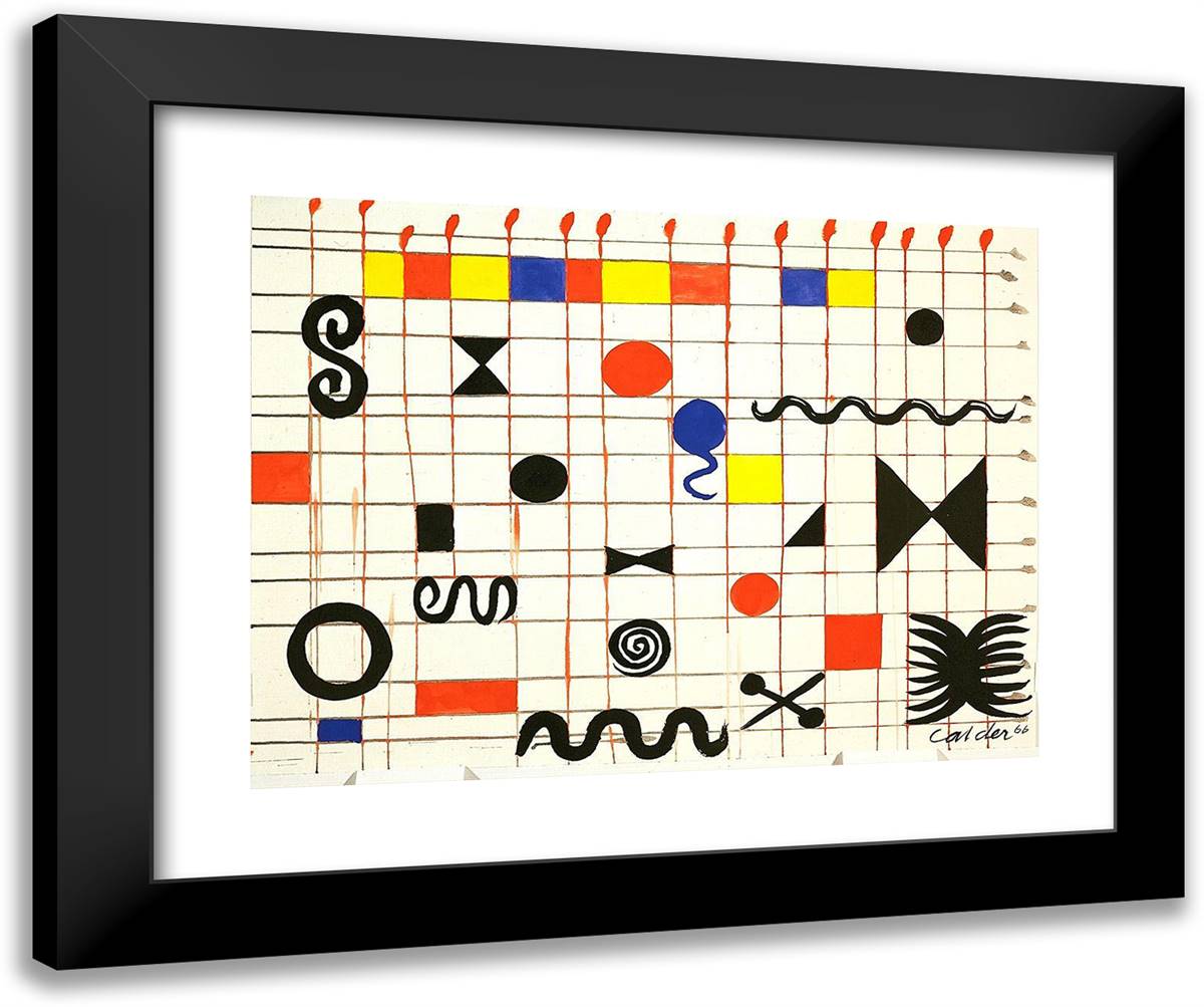 Grid with Symbols 24x20 Black Modern Wood Framed Art Print Poster by Calder, Alexander