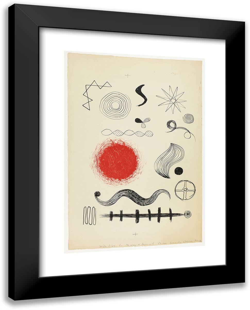 Lithograph Inscribed with Love to Mary and Marcel from Sandy Nov 46 19x24 Black Modern Wood Framed Art Print Poster by Calder, Alexander