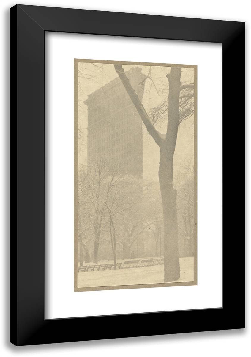 The Flatiron 16x24 Black Modern Wood Framed Art Print Poster by Stieglitz, Alfred
