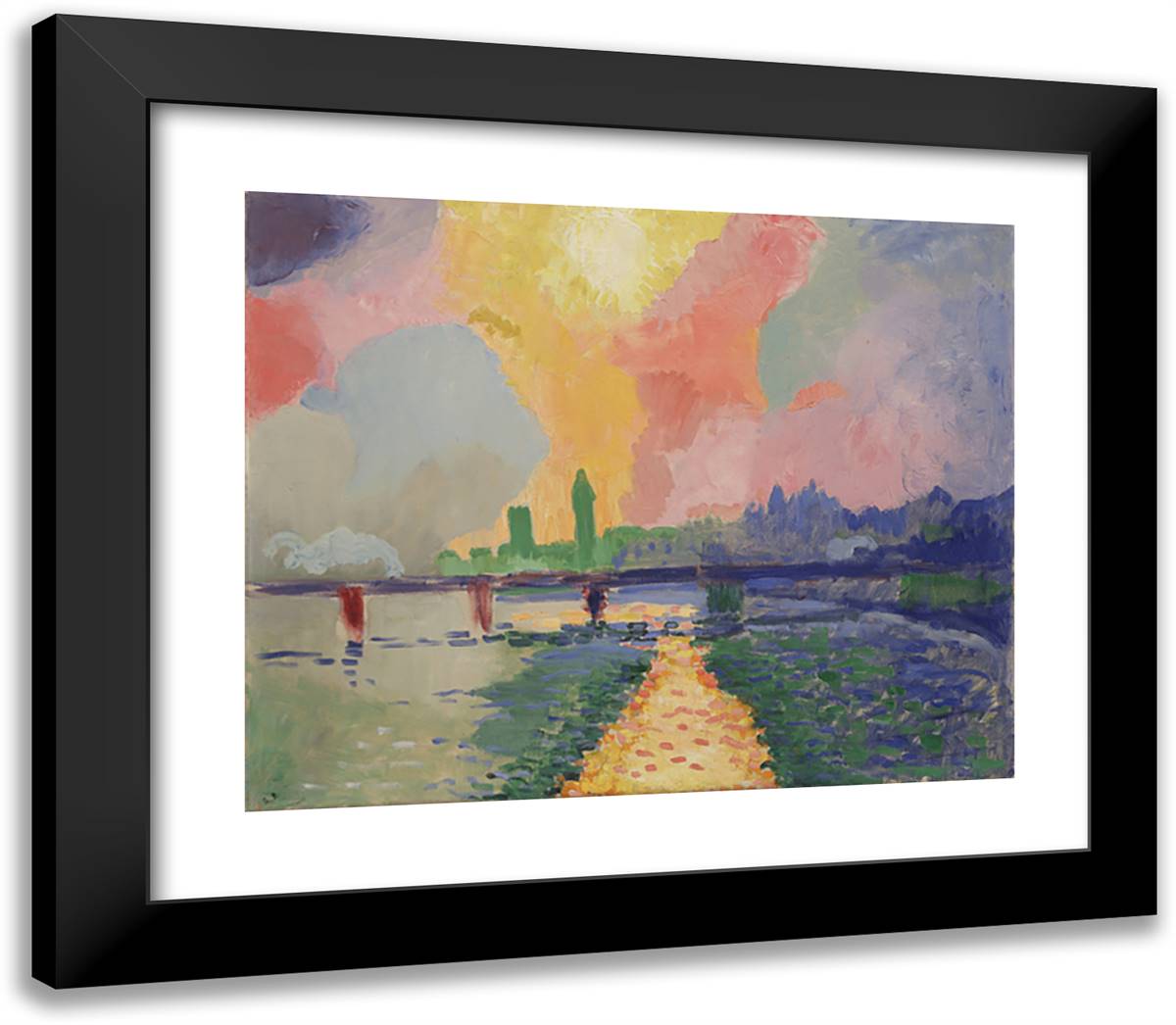 Charing Cross Bridge 23x20 Black Modern Wood Framed Art Print Poster by Derain, Andre