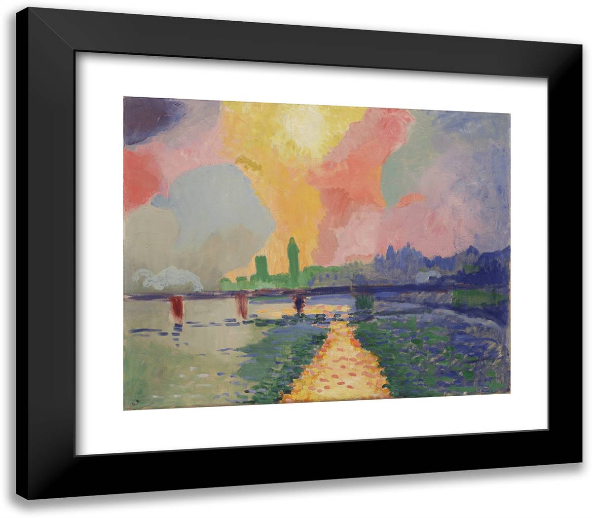 Charing Cross Bridge 2 23x20 Black Modern Wood Framed Art Print Poster by Derain, Andre