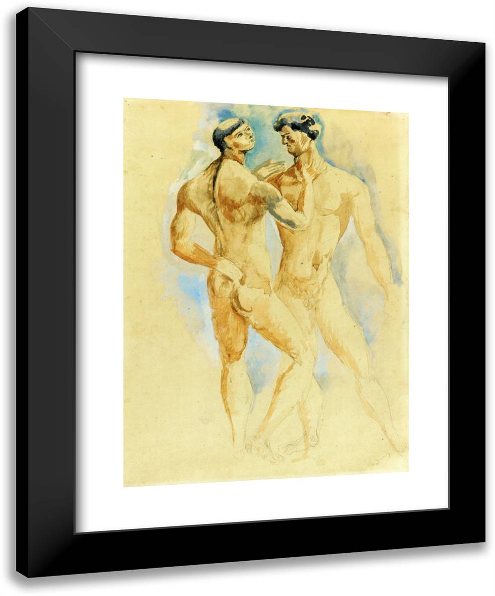 Chinese Boxers 19x24 Black Modern Wood Framed Art Print Poster by Derain, Andre