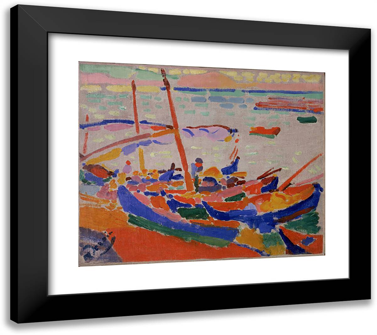 Fishing Boats, Collioure 22x20 Black Modern Wood Framed Art Print Poster by Derain, Andre