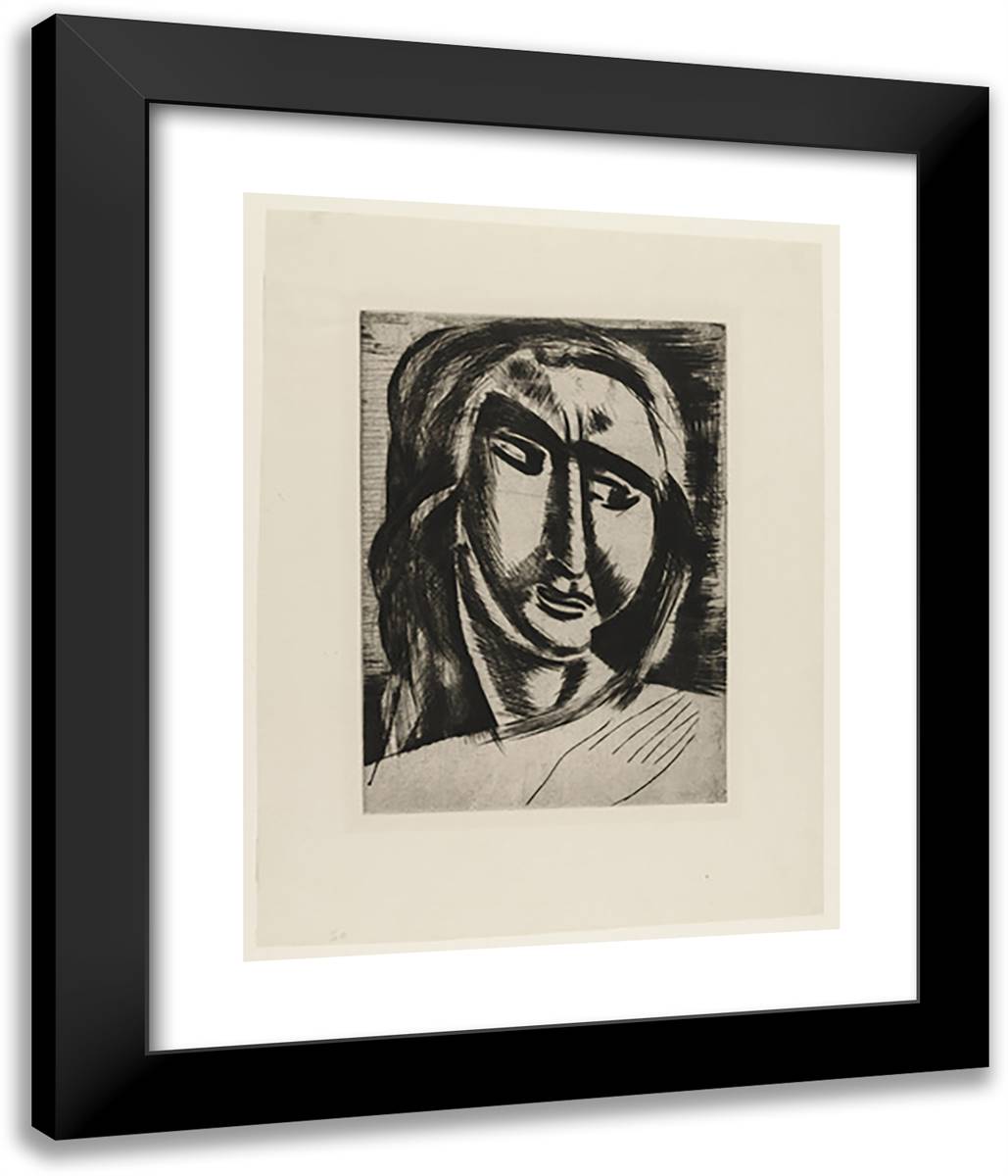 Head of a Woman 20x24 Black Modern Wood Framed Art Print Poster by Derain, Andre