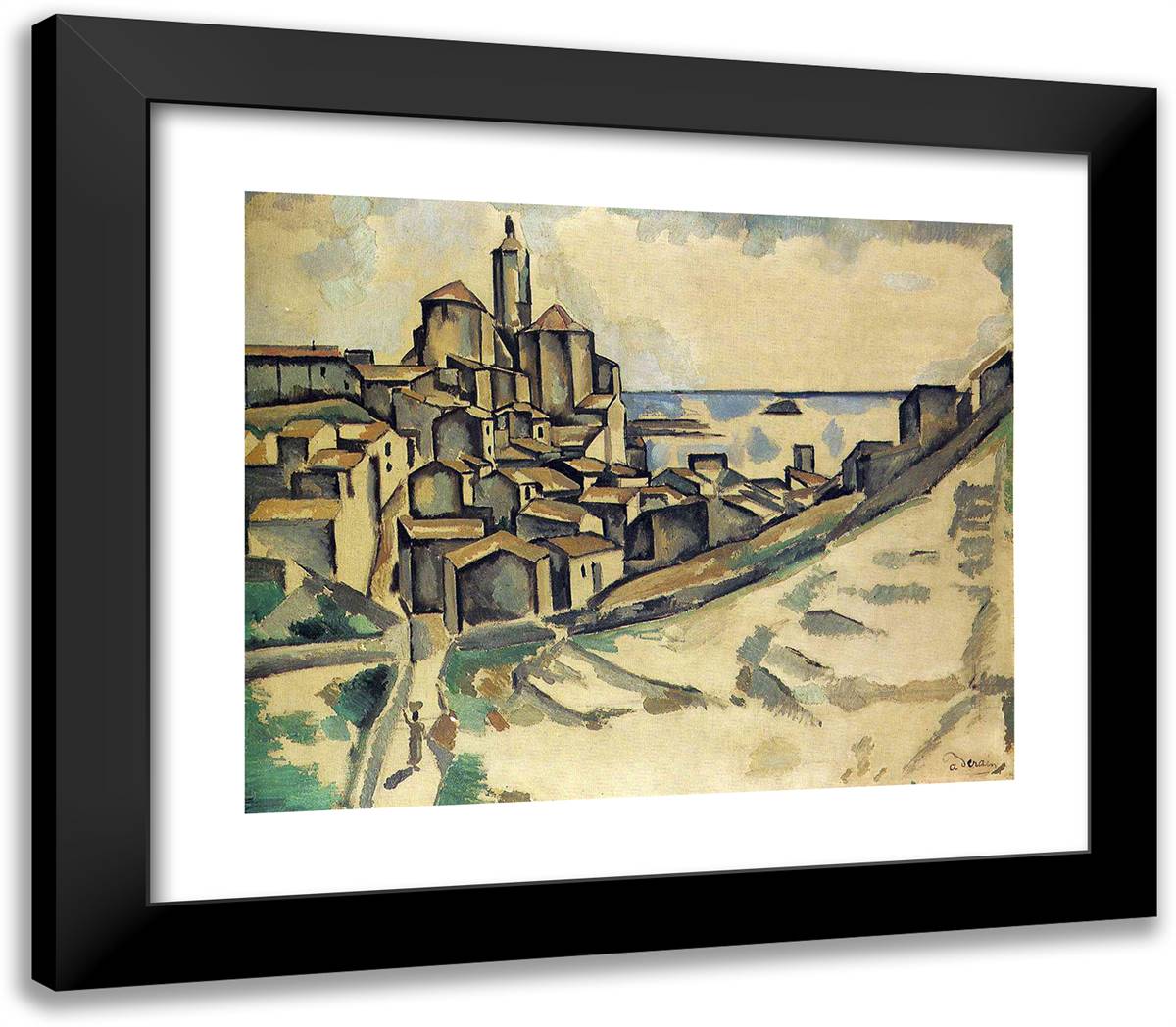 Landscape at Cadaques 23x20 Black Modern Wood Framed Art Print Poster by Derain, Andre