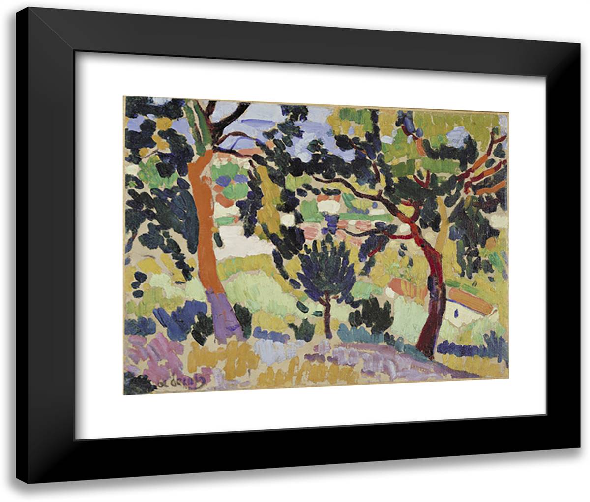 L'Estaque 24x20 Black Modern Wood Framed Art Print Poster by Derain, Andre