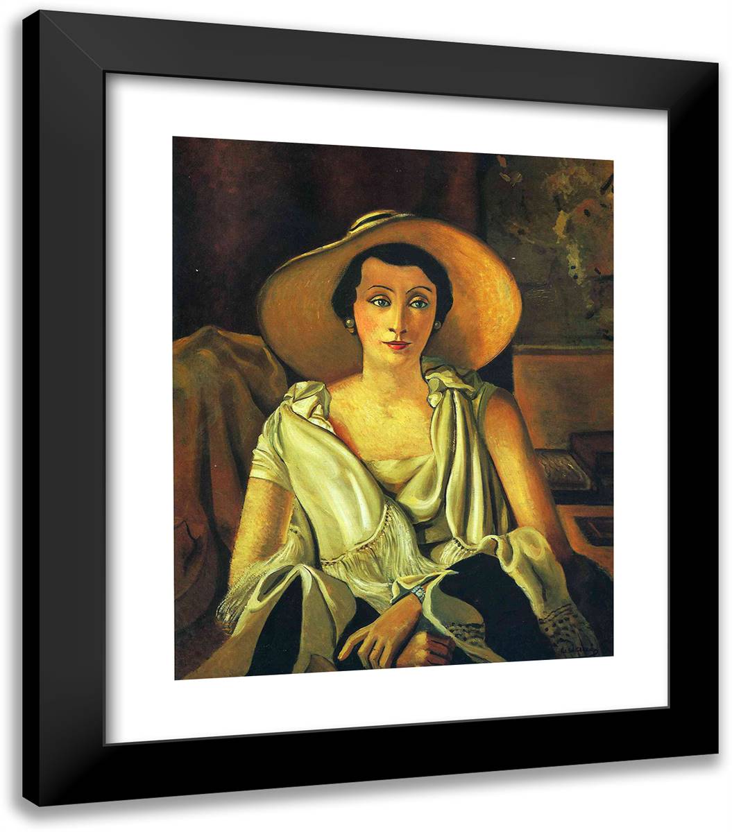 Portrait of Madame Paul Guillaume with a Large Hat 20x23 Black Modern Wood Framed Art Print Poster by Derain, Andre