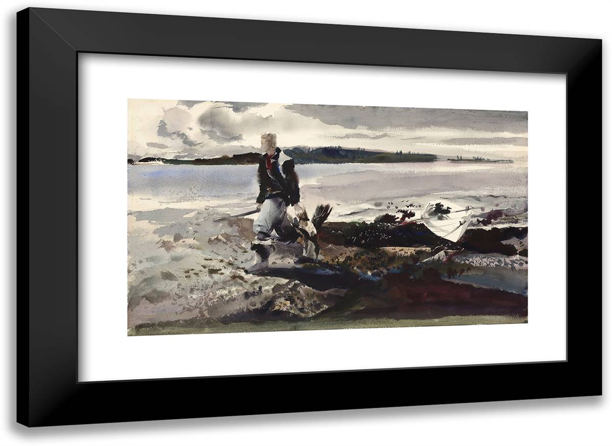Coot Hunter 24x17 Black Modern Wood Framed Art Print Poster by Wyeth, Andrew