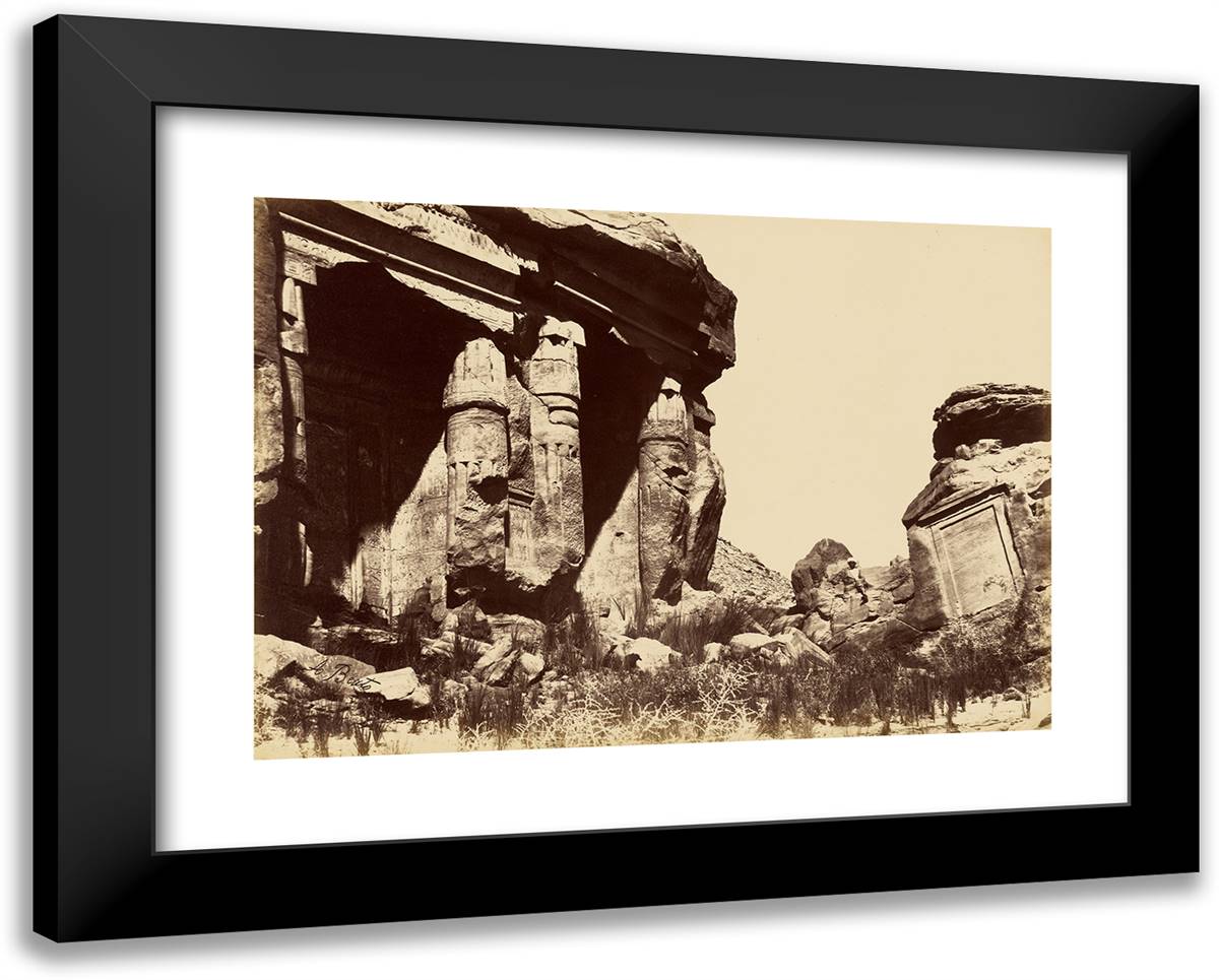 Gebel Silsileh 24x19 Black Modern Wood Framed Art Print Poster by Beato, Antonio