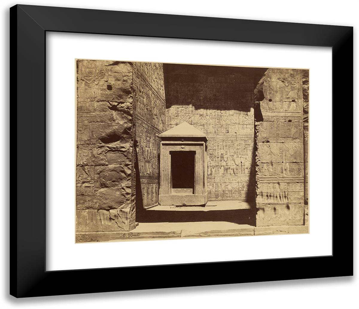 Temple of Horus, Edfu, Tabernacle 23x20 Black Modern Wood Framed Art Print Poster by Beato, Antonio