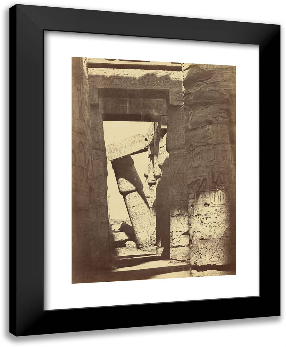 Upper Egypt, Pillars in the Great Hall, Karnak 19x24 Black Modern Wood Framed Art Print Poster by Beato, Antonio