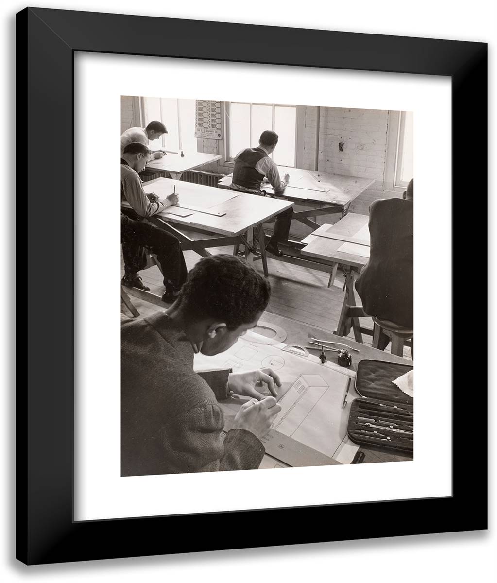 Four Men Sketch at Drafting Tables 20x24 Black Modern Wood Framed Art Print Poster by Eagle, Arnold