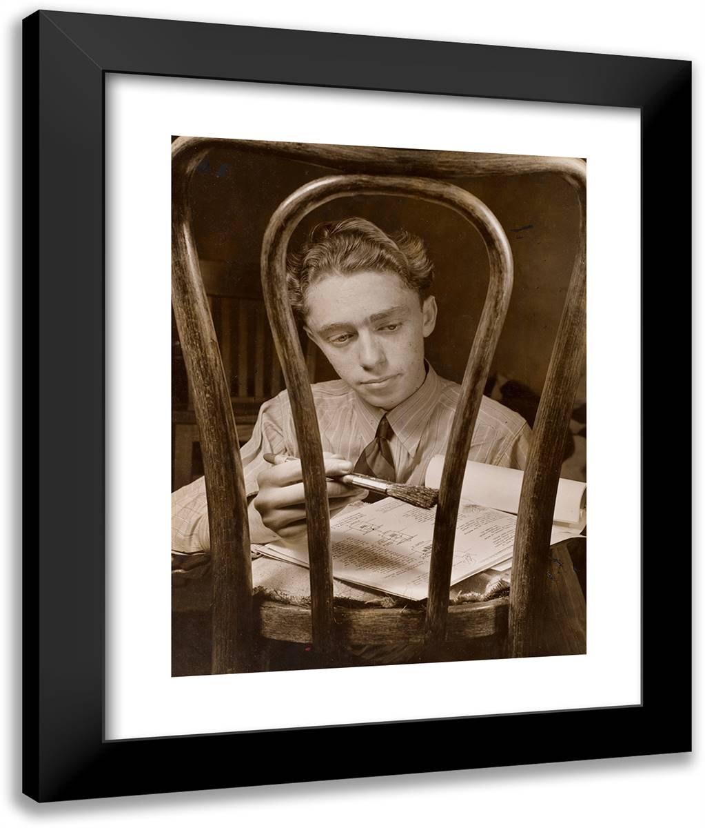 Young Man Paints the Back of a Wooden Chair 20x24 Black Modern Wood Framed Art Print Poster by Eagle, Arnold