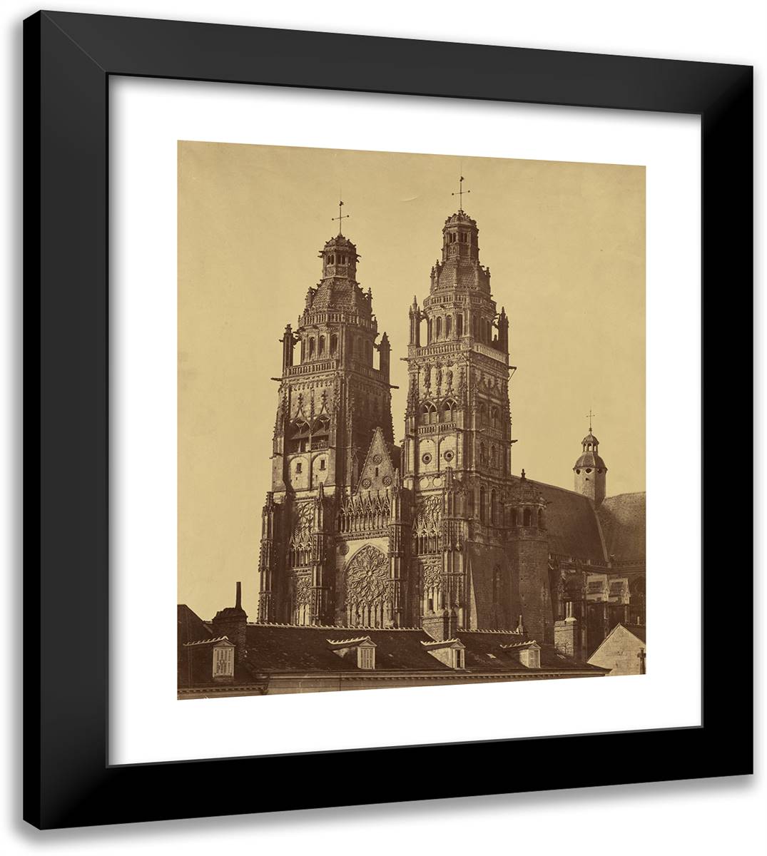 Church Facade 20x23 Black Modern Wood Framed Art Print Poster by Freres, Bisson