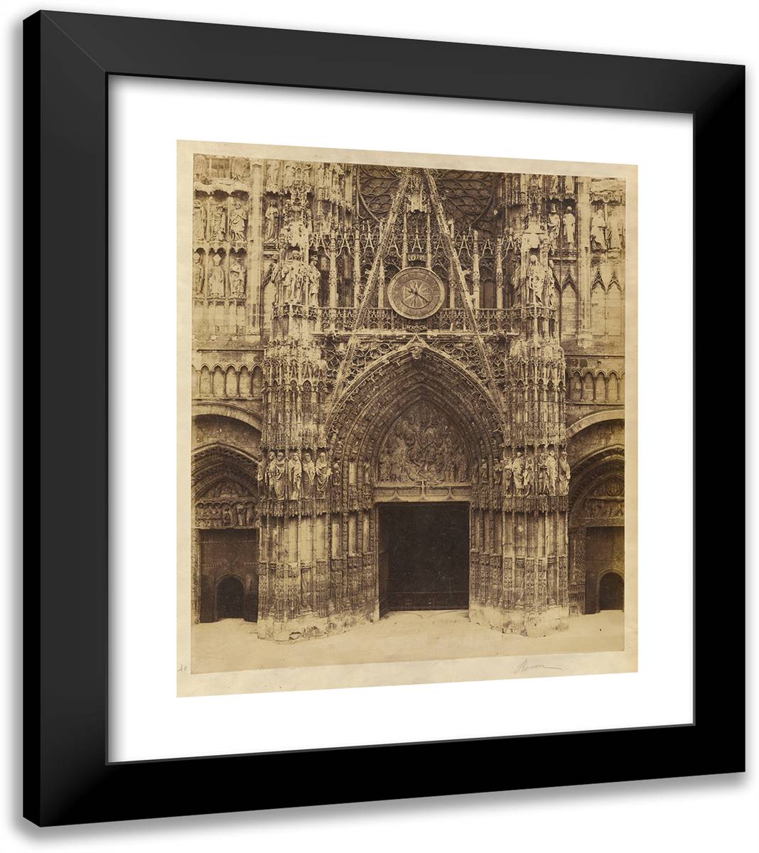 Rouen Cathedral 20x23 Black Modern Wood Framed Art Print Poster by Freres, Bisson