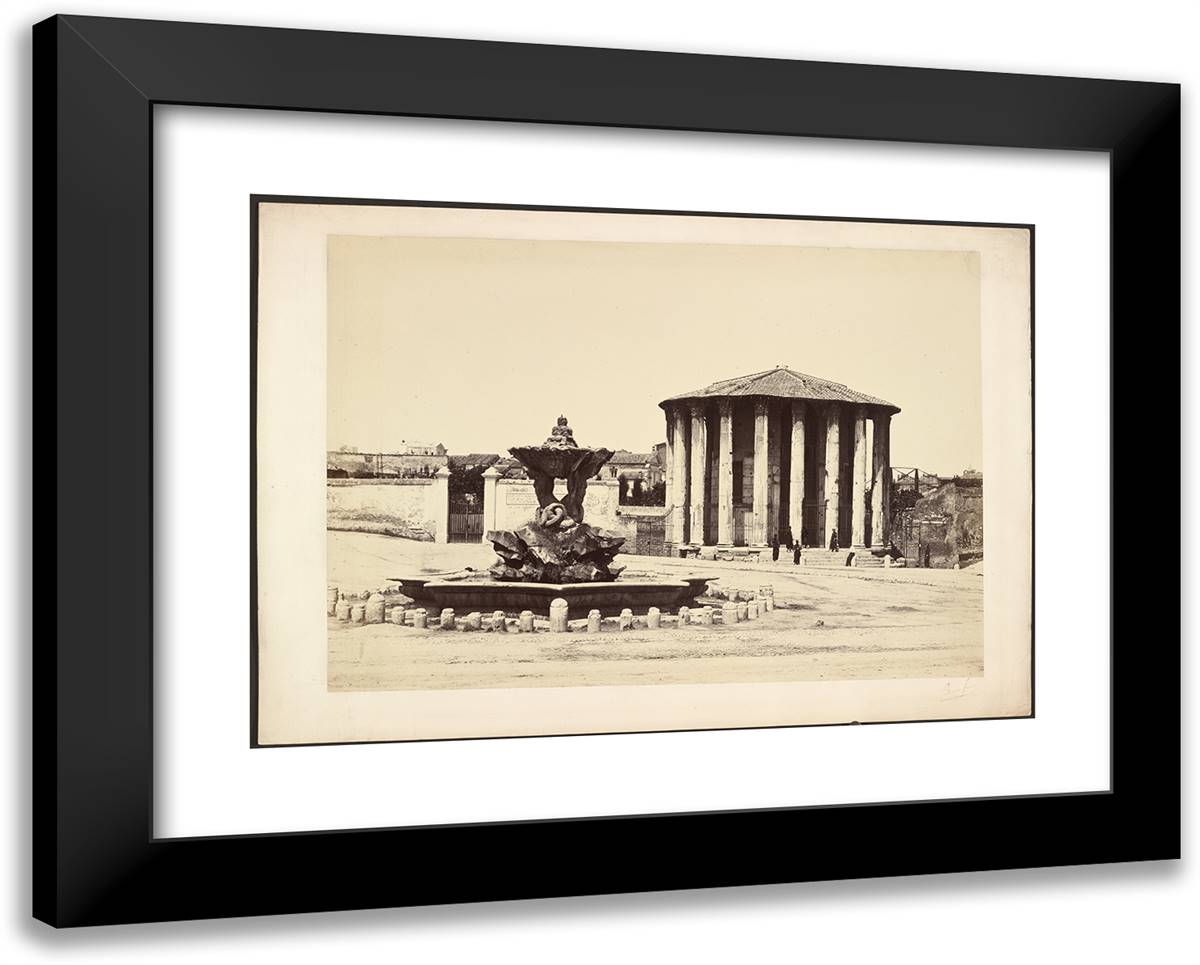 Temple of Vesta - Rome 24x19 Black Modern Wood Framed Art Print Poster by Freres, Bisson