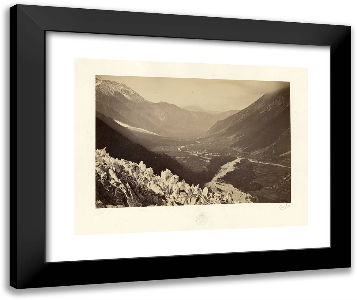 The Valley of Chamonix, VIew of Chapeau 24x20 Black Modern Wood Framed Art Print Poster by Freres, Bisson