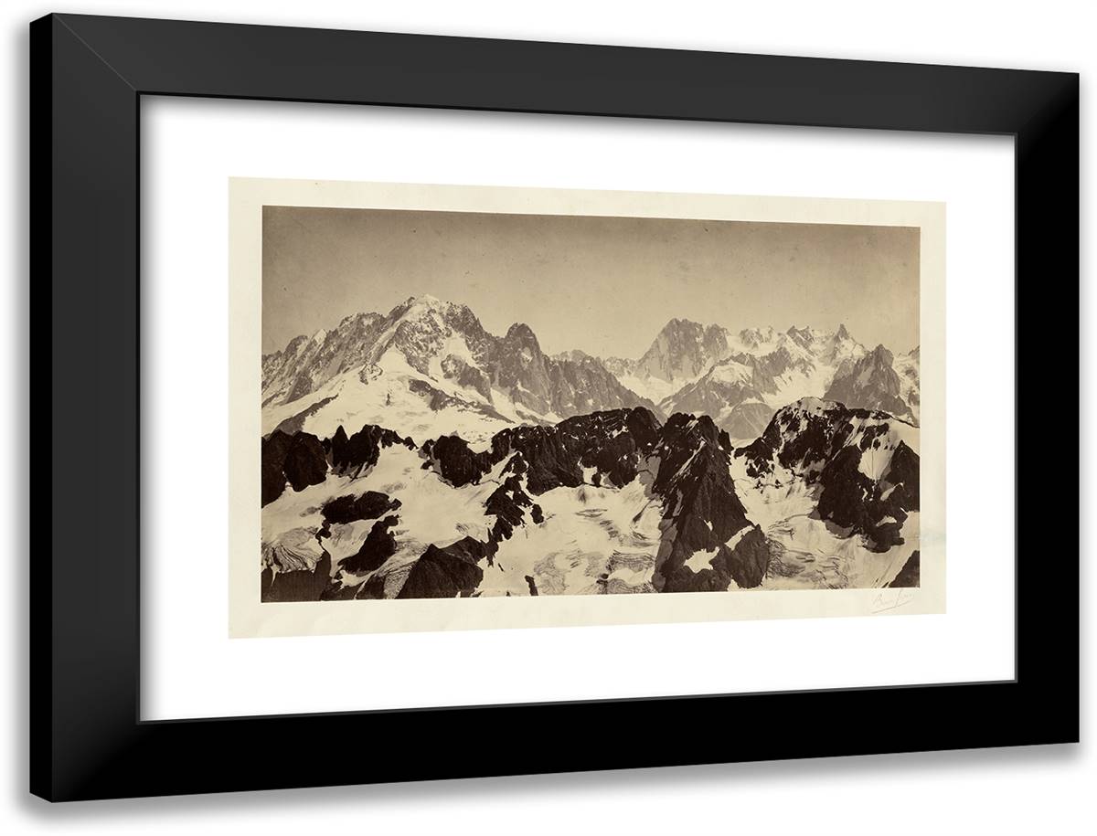 View of the Alps 24x18 Black Modern Wood Framed Art Print Poster by Freres, Bisson