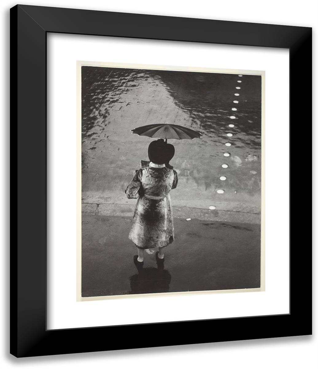 Crosswalk on the Rue De Rivoli (Also Called Le Passage Clouta) 20x24 Black Modern Wood Framed Art Print Poster by Brassaii