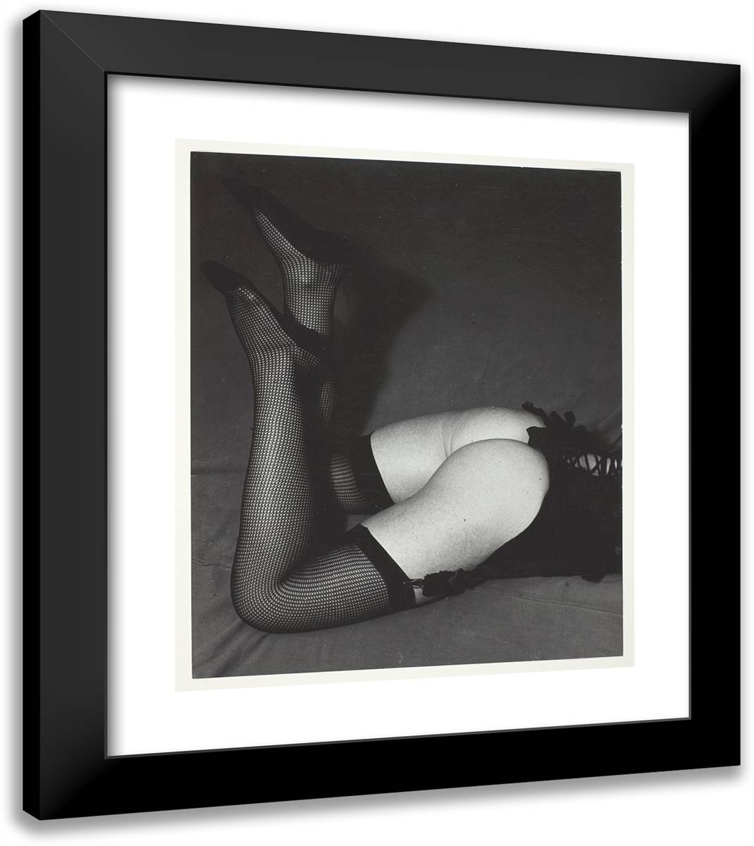 Les Bas De Resille Noirs (Black Fishnet Stockings) 20x23 Black Modern Wood Framed Art Print Poster by Brassaii