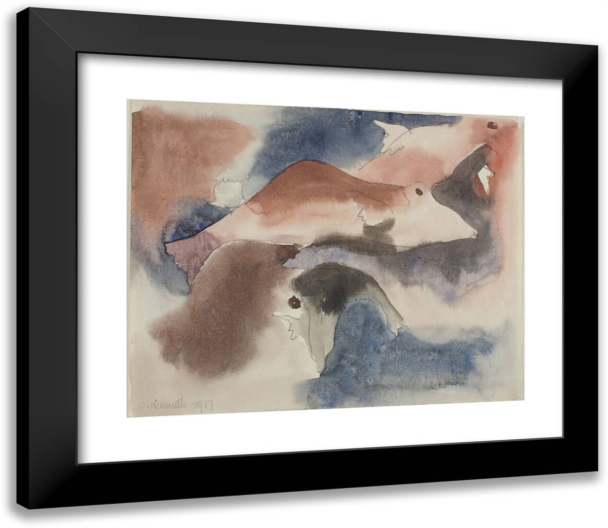 Fish Series, No. 7 23x20 Black Modern Wood Framed Art Print Poster by Demuth, Charles