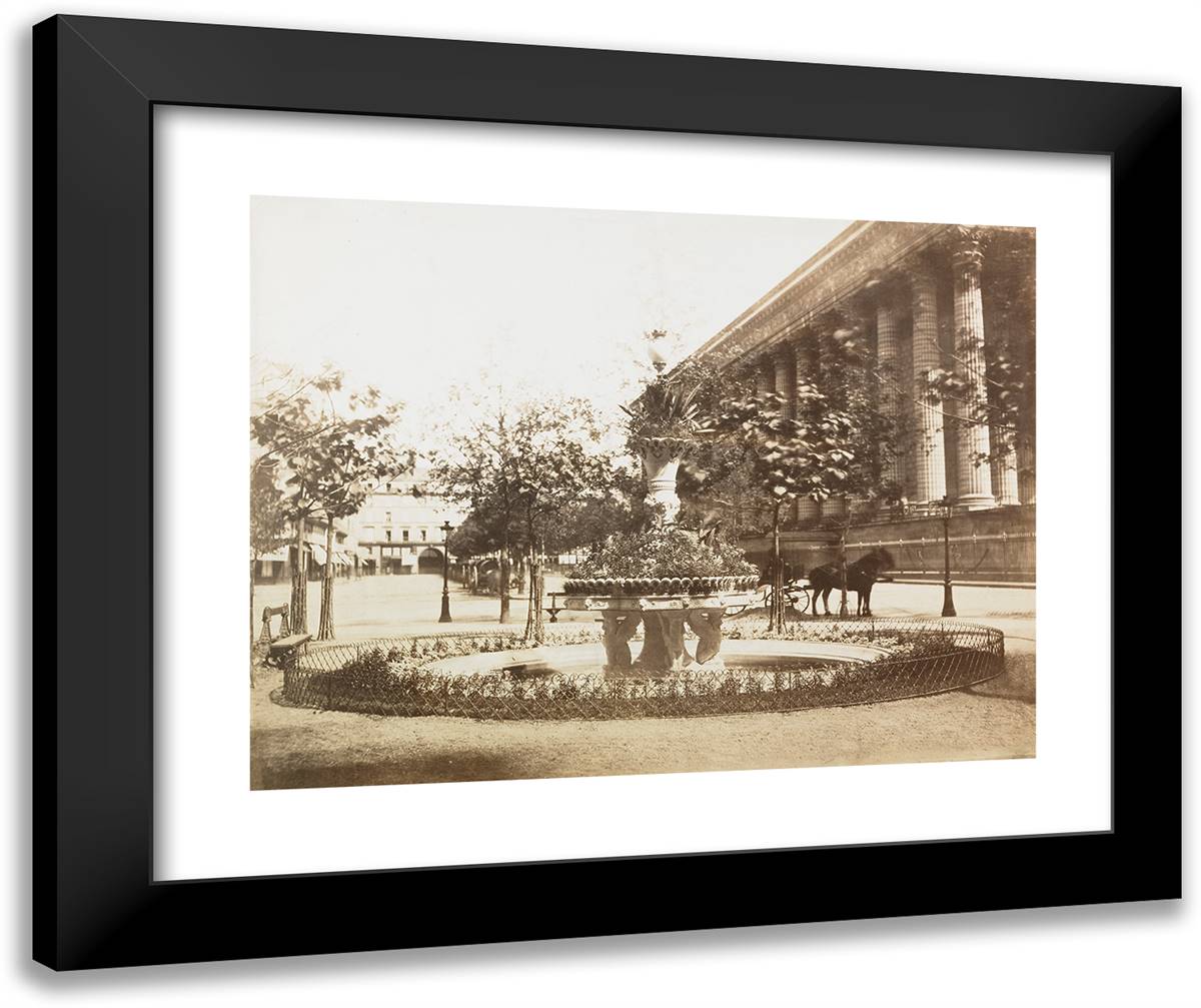 Fountain, Place De La Madeleine, Au Fond, Le Passage De La 24x20 Black Modern Wood Framed Art Print Poster by Marville, Charles