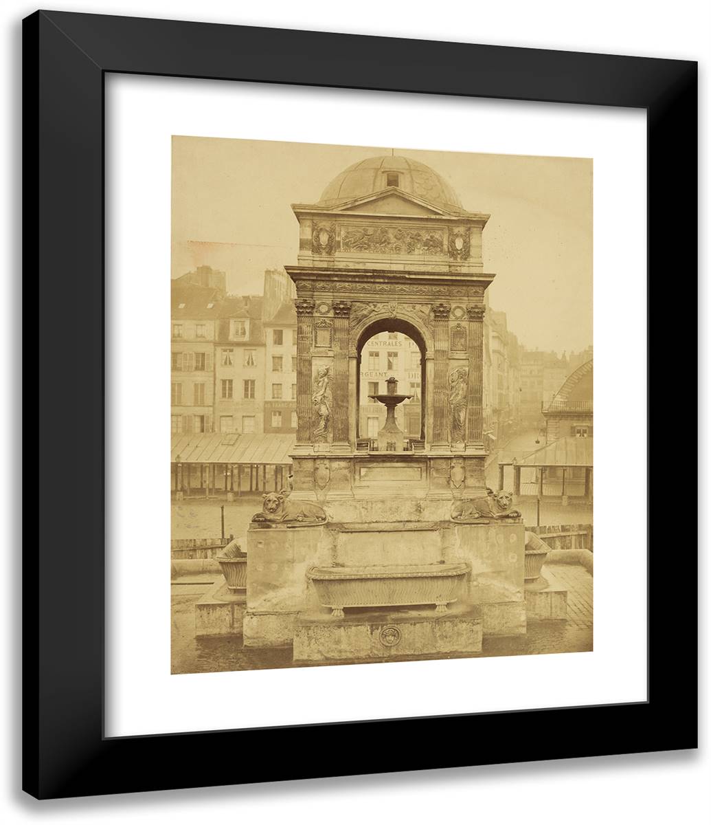 La Facade Est De La Fontaine Des Innocents - Fontaine Des 20x24 Black Modern Wood Framed Art Print Poster by Marville, Charles