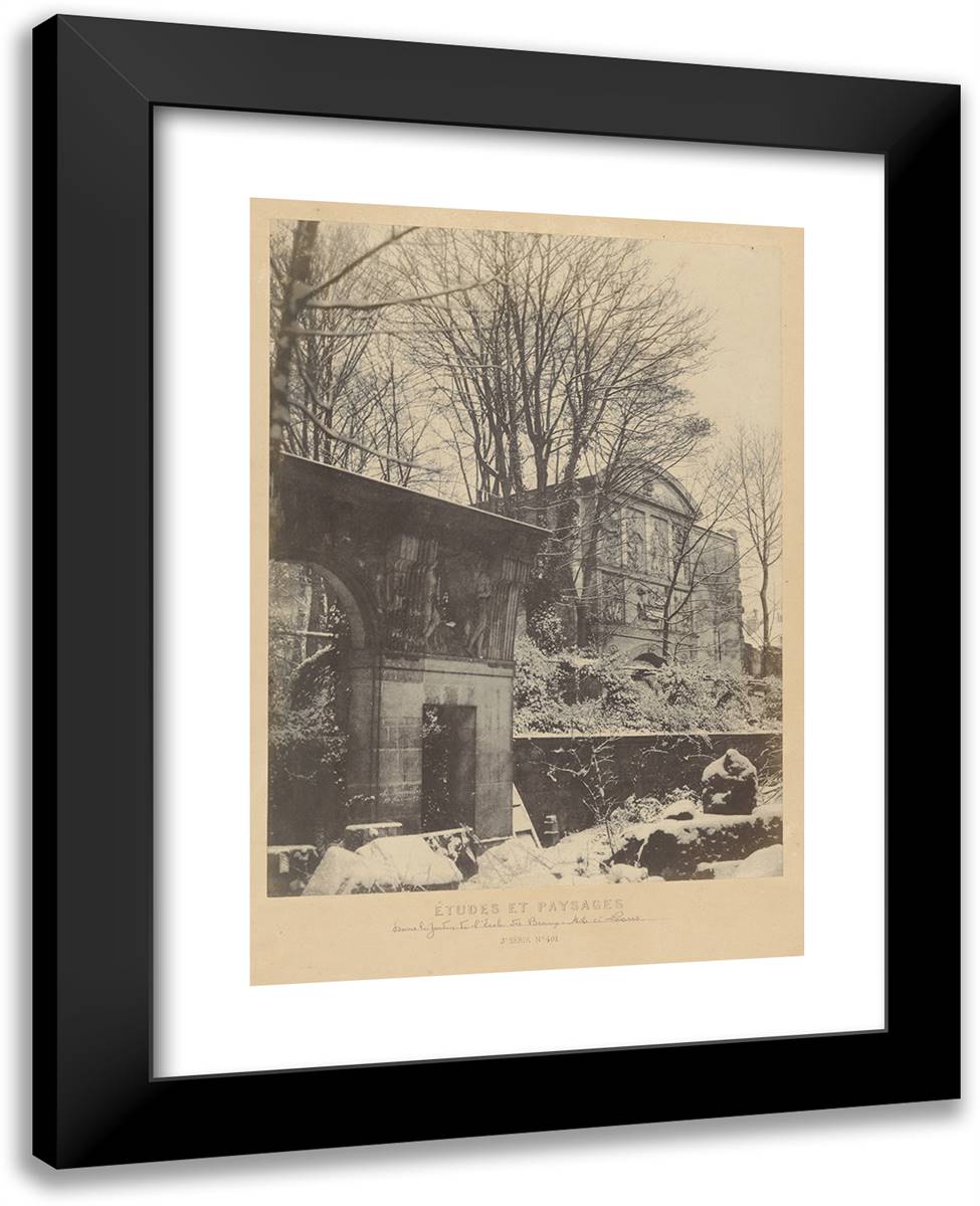 Louis Desire Blanqua-(Dans Le Jardin De L'Ecole Des Beaux-Arts Á Paris) 19x24 Black Modern Wood Framed Art Print Poster by Marville, Charles